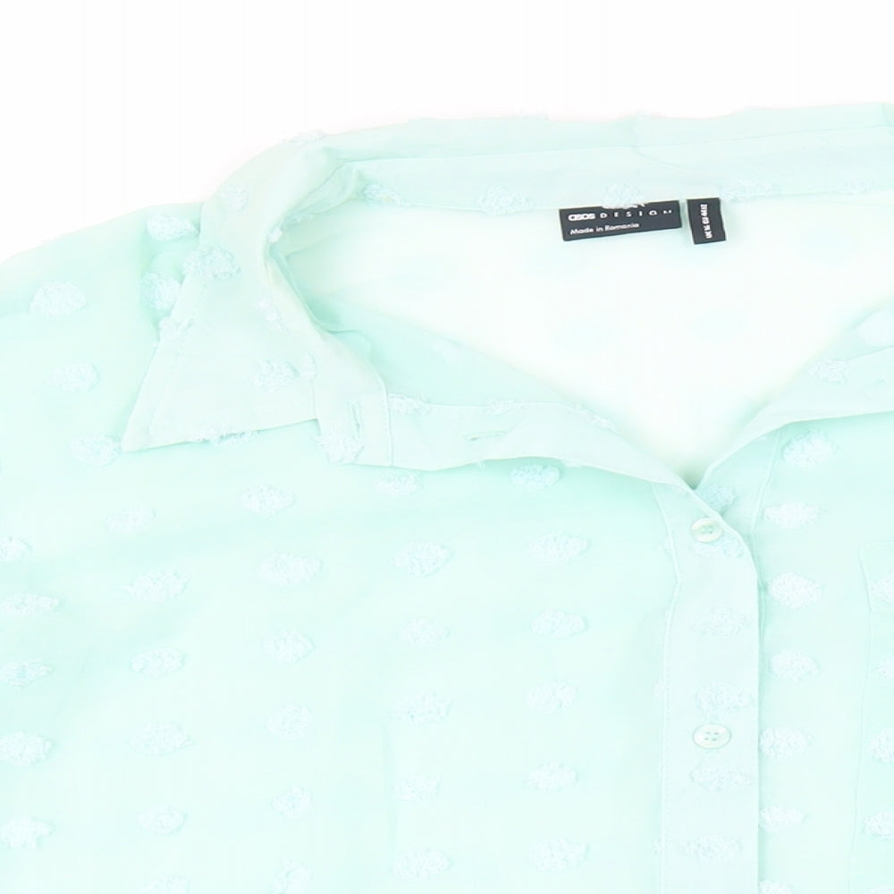 Womens UK Size 16 ASOS Green Basic Button-Up