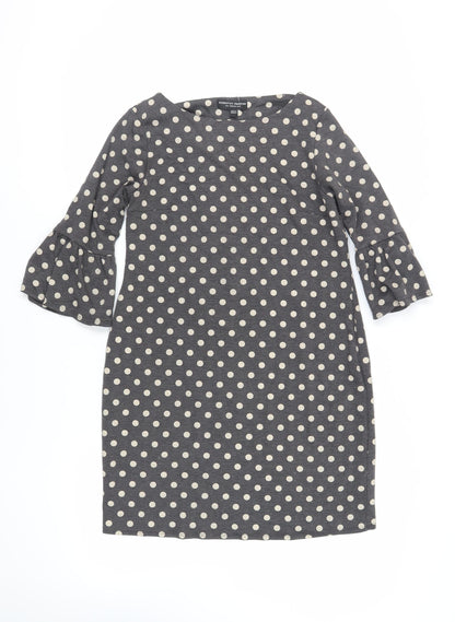 Dorothy Perkins Womens Grey Polka Dot Polyester Shift Size 10 Boat Neck Pullover