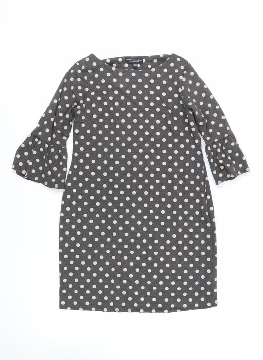 Dorothy Perkins Womens Grey Polka Dot Polyester Shift Size 10 Boat Neck Pullover