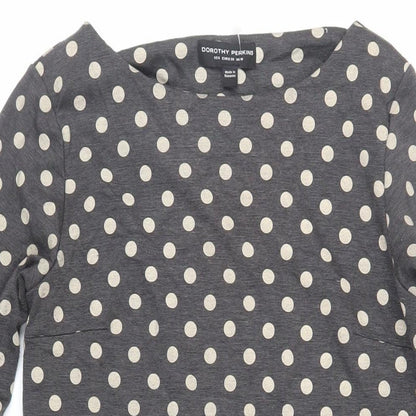 Dorothy Perkins Womens Grey Polka Dot Polyester Shift Size 10 Boat Neck Pullover