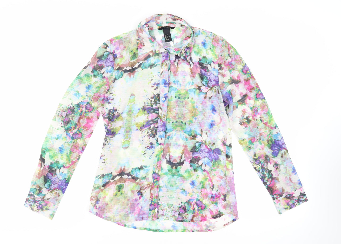 Womens UK Size 6 H&M Multicoloured Basic Button-Up