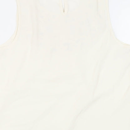 Miss Selfridge Womens Ivory Polyester Basic Blouse Size 10 Round Neck - Neckline Detail