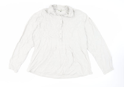 Hawkshead Womens Grey Geometric Cotton Basic Blouse Size 18 Collared