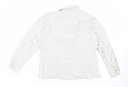 Hawkshead Womens Grey Geometric Cotton Basic Blouse Size 18 Collared