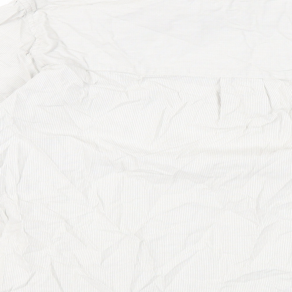 Hawkshead Womens Grey Geometric Cotton Basic Blouse Size 18 Collared