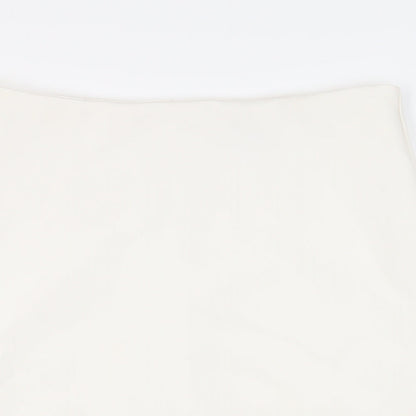 Lipsy London Womens White Polyester Straight & Pencil Skirt Size 14 Zip - Crocheted Lace Detail