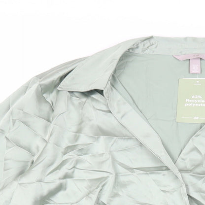Womens UK Size XL H&M Green Basic Button-Up
