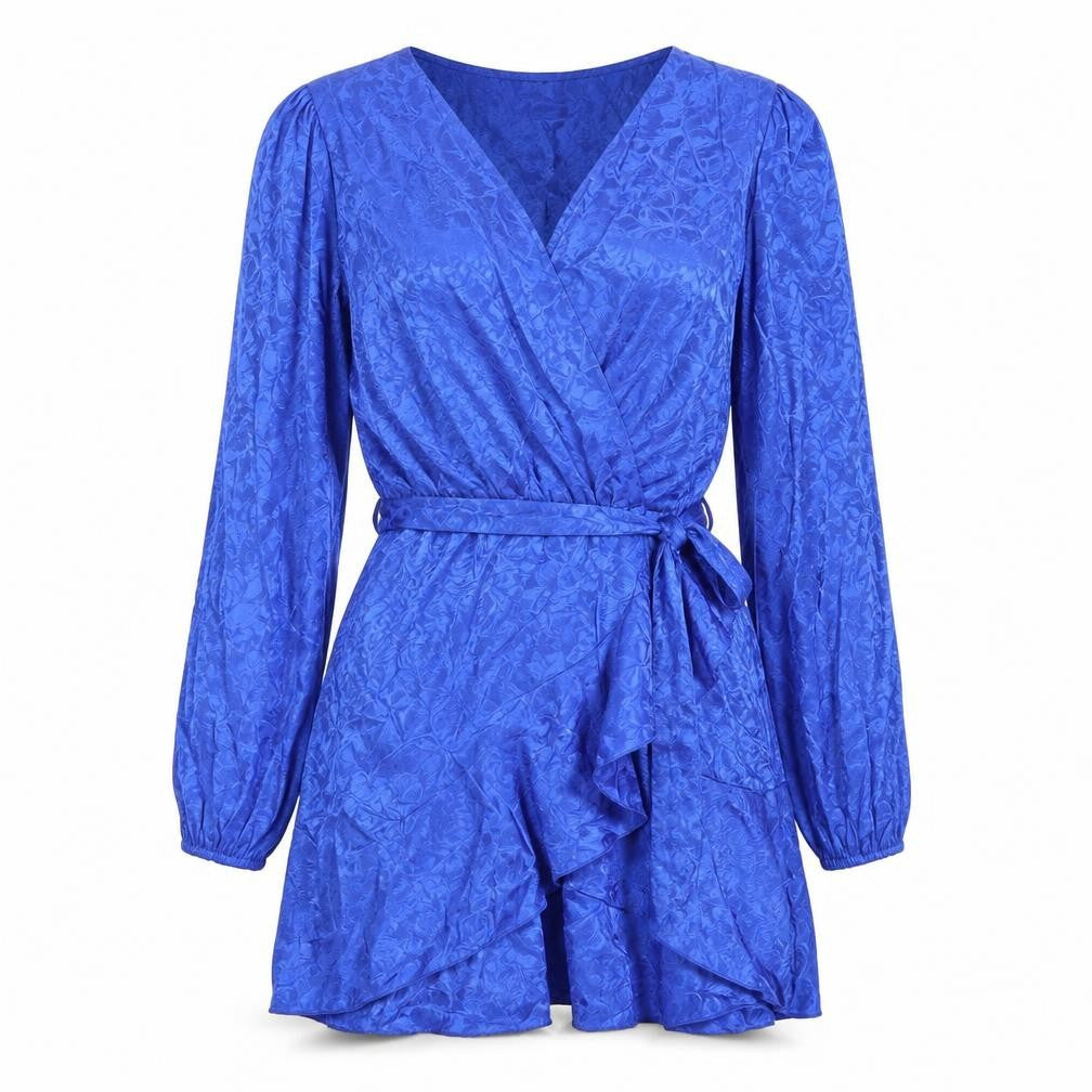Quiz Womens Blue Floral Polyester Skater Dress Size 12 V-Neck Zip - Belted