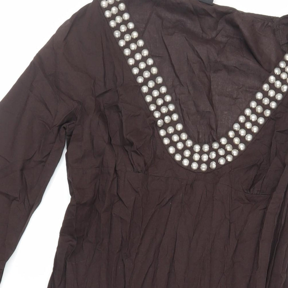 Next Womens Brown Cotton Cover Up Size 8