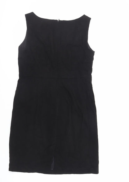 NEXT Womens Black Polyester Pencil Dress Size 12 Boat Neck Zip - Lined