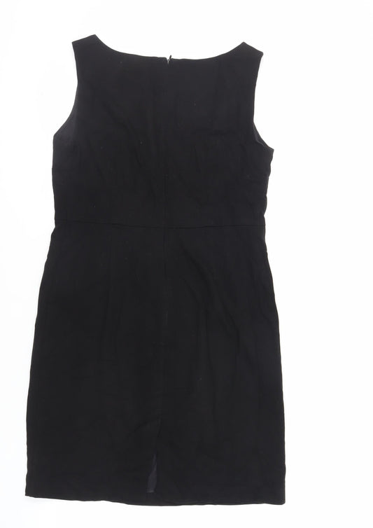 NEXT Womens Black Polyester Pencil Dress Size 12 Boat Neck Zip - Lined