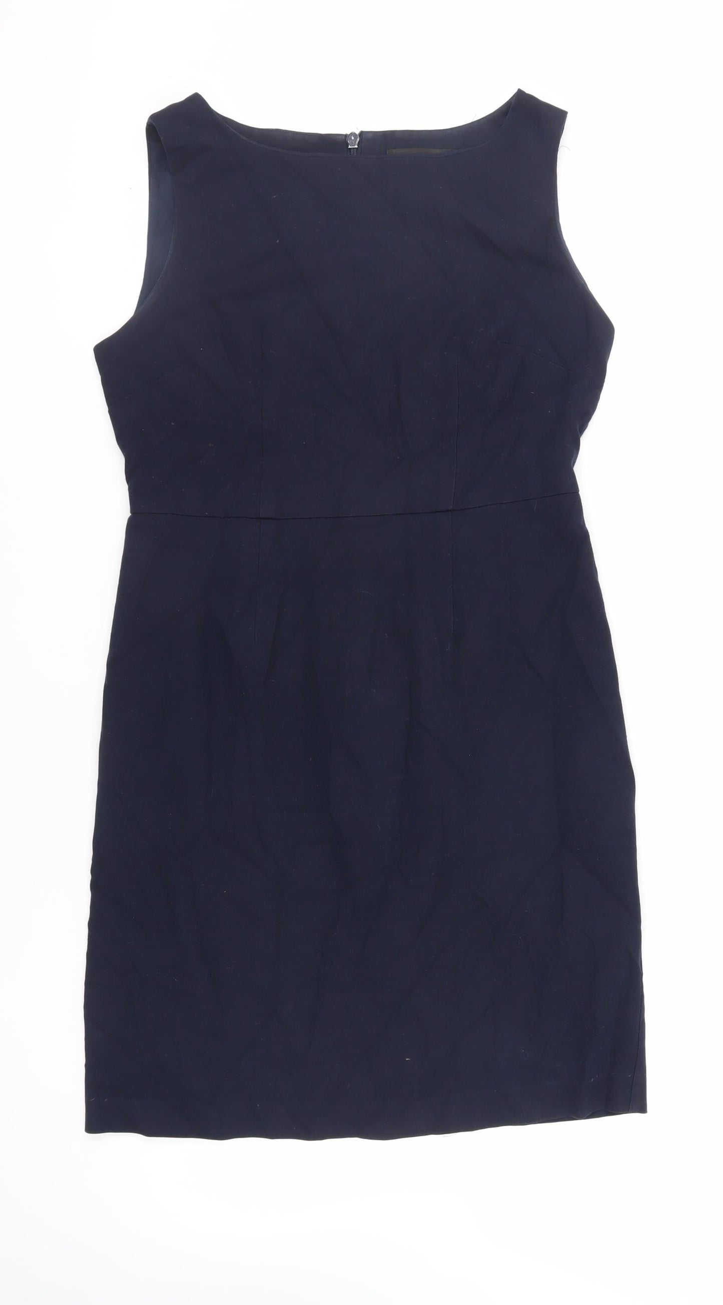 NEXT Womens Blue Polyester Pencil Dress Size 12 Boat Neck Zip