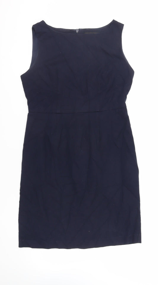 NEXT Womens Blue Polyester Pencil Dress Size 12 Boat Neck Zip