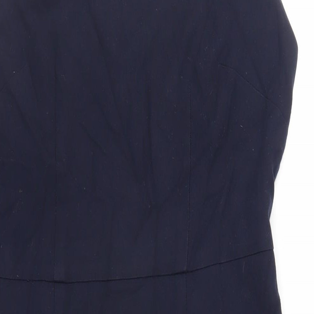 NEXT Womens Blue Polyester Pencil Dress Size 12 Boat Neck Zip