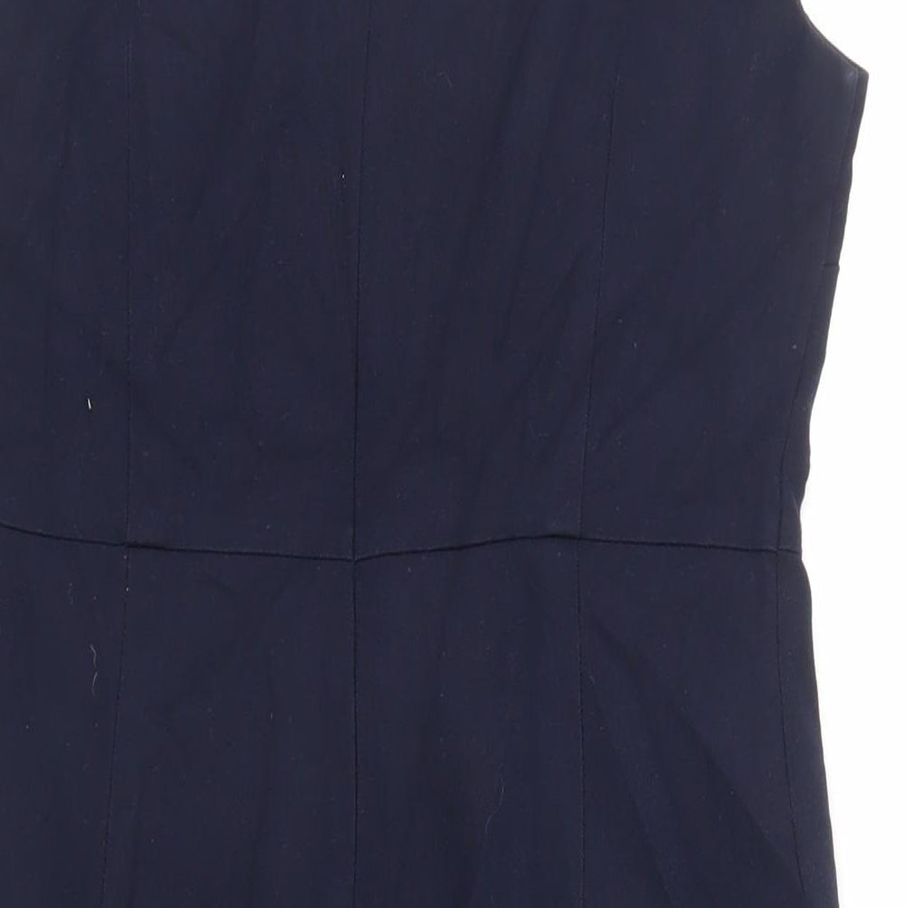 NEXT Womens Blue Polyester Pencil Dress Size 12 Boat Neck Zip