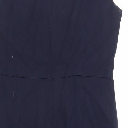 NEXT Womens Blue Polyester Pencil Dress Size 12 Boat Neck Zip