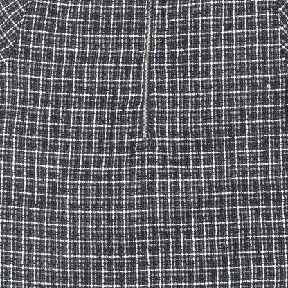 Kilibbi Womens Blue Plaid Polyester Basic Blouse Size M Round Neck - Fringe Detail