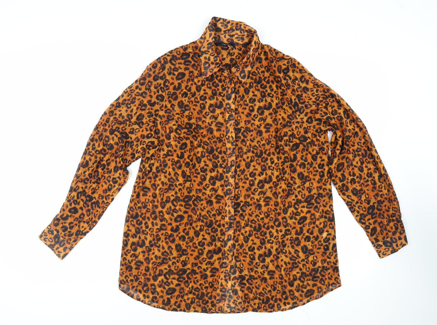 Womens UK Size 16 NEXT Brown Basic Button-Up