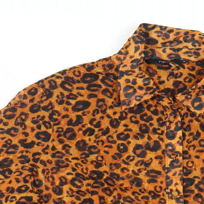 Womens UK Size 16 NEXT Brown Basic Button-Up