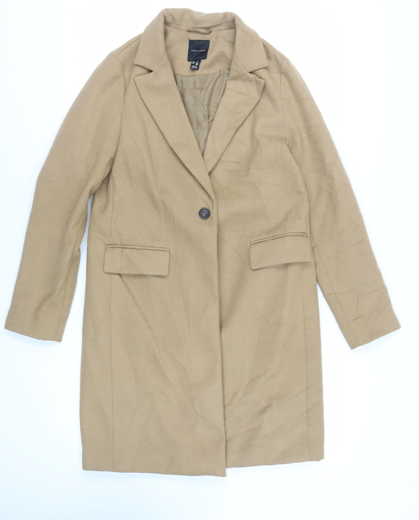 Womens UK Size 10 New Look Beige Overcoat