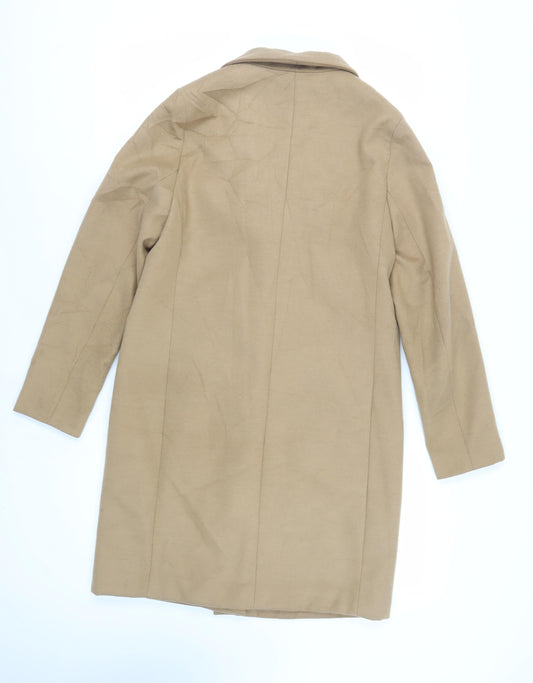 New Look Womens Beige Overcoat Coat Size 10 Button