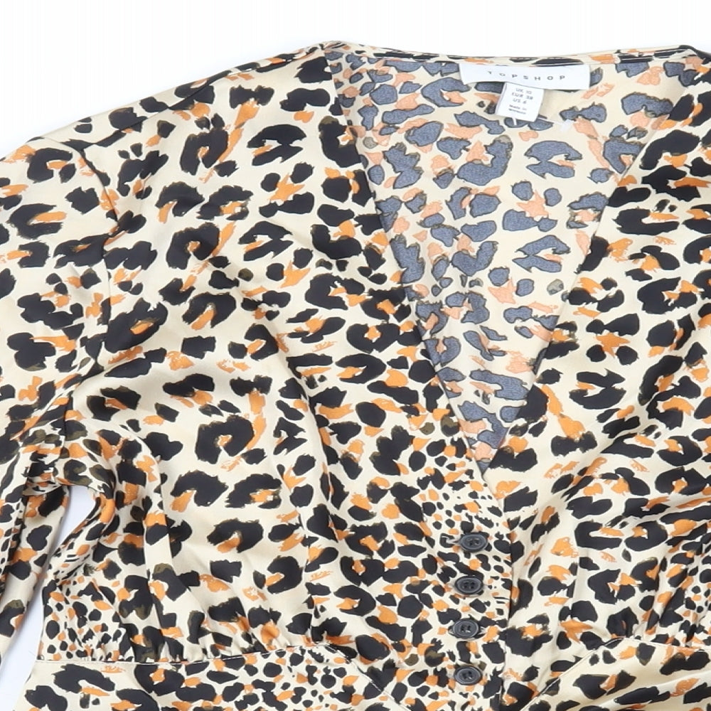 Womens UK Size 10 Topshop Beige Basic Blouse