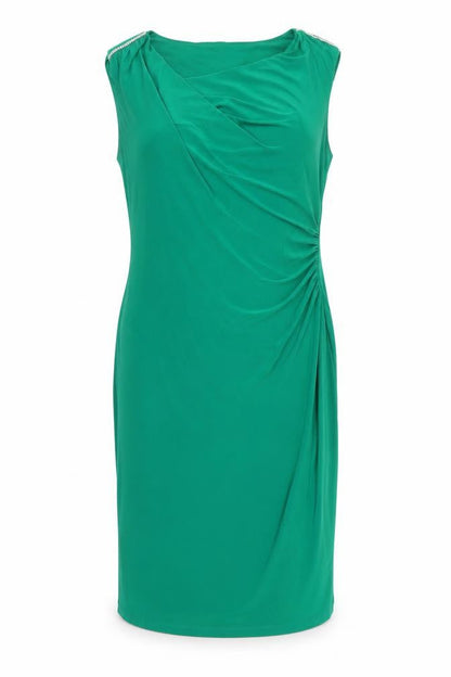Scarlett Womens Green Polyester Pencil Dress Size 10 Cowl Neck Pullover - Ruched