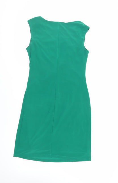Scarlett Womens Green Polyester Pencil Dress Size 10 Cowl Neck Pullover - Ruched