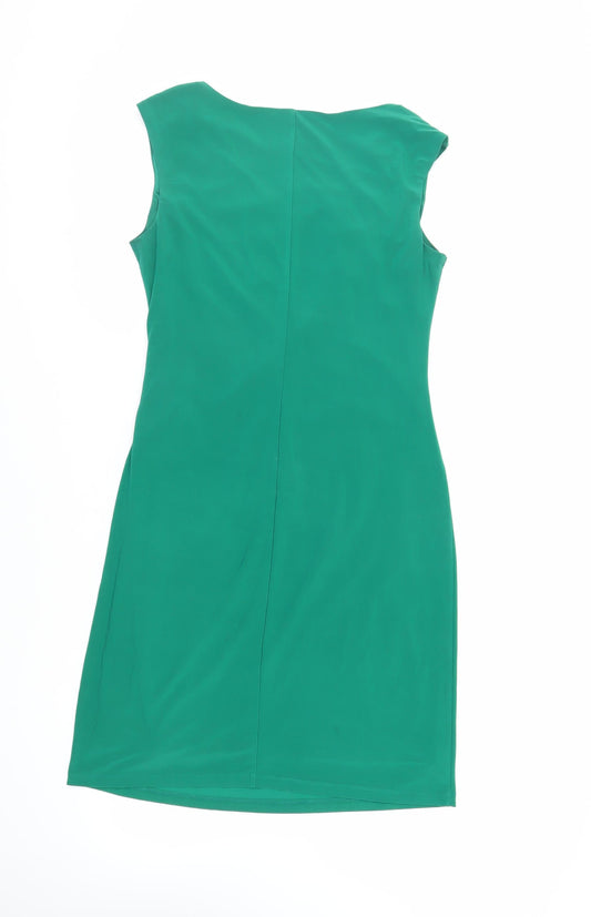Scarlett Womens Green Polyester Pencil Dress Size 10 Cowl Neck Pullover - Ruched