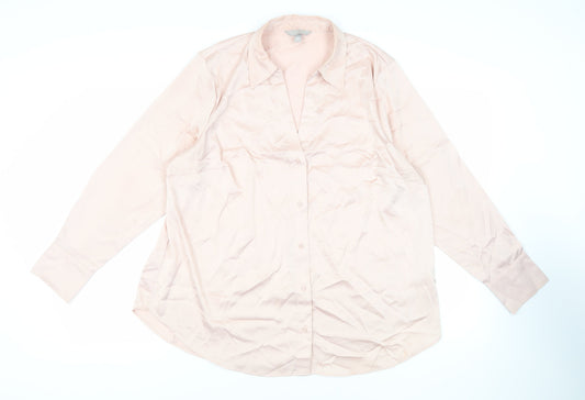 Womens UK Size XL H&M Pink Basic Button-Up