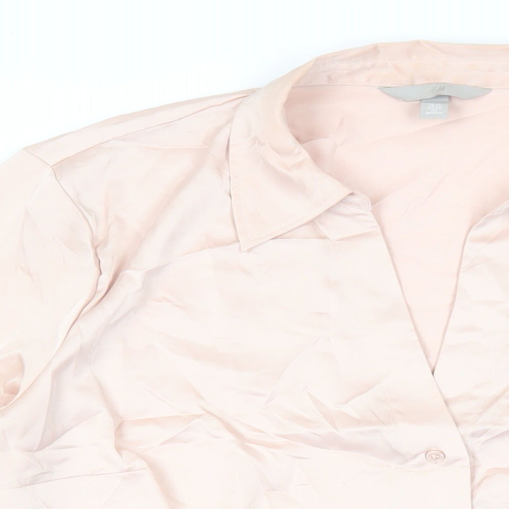 Womens UK Size XL H&M Pink Basic Button-Up