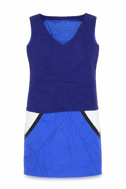 ESPRIT Womens Blue Colourblock Viscose Shift Size 24 V-Neck Zip