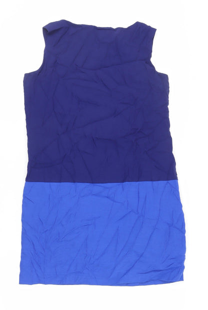 Esprit Womens Blue Colourblock Viscose Shift Size 24 V-Neck Zip