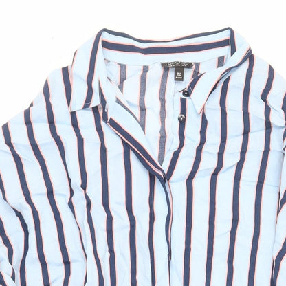 Topshop Womens Blue Striped Viscose Shirt Dress Size 10 Collared