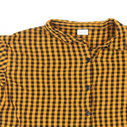 NEXT Girls Orange Gingham Cotton Shirt Dress Size 10 Years Collared Button