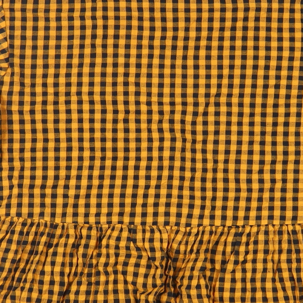 NEXT Girls Orange Gingham Cotton Shirt Dress Size 10 Years Collared Button