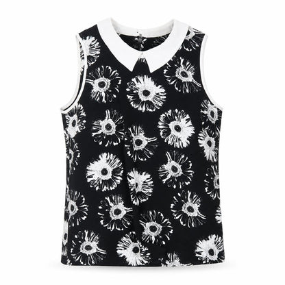 Marks & Spencer Womens Black Floral Polyester Basic Blouse Size 10 Collared
