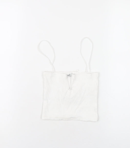 Womens UK Size S Zara White Camisole T-Shirt