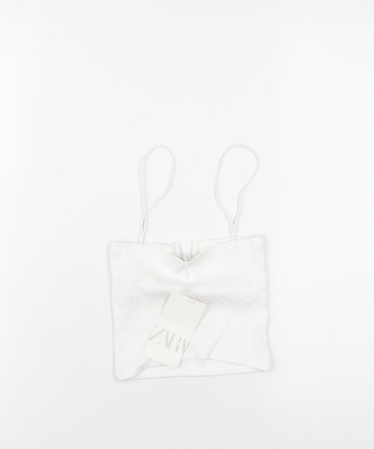 Womens UK Size S Zara White Camisole T-Shirt