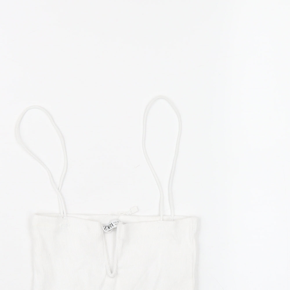 Womens UK Size S Zara White Camisole T-Shirt