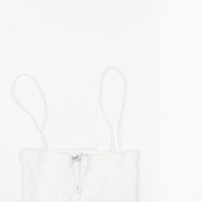 Womens UK Size S Zara White Camisole T-Shirt