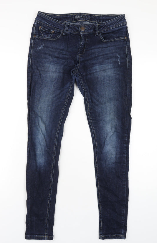 Denim & Co. Womens Blue Cotton Skinny Jeans Size 12 L31 in Regular Zip