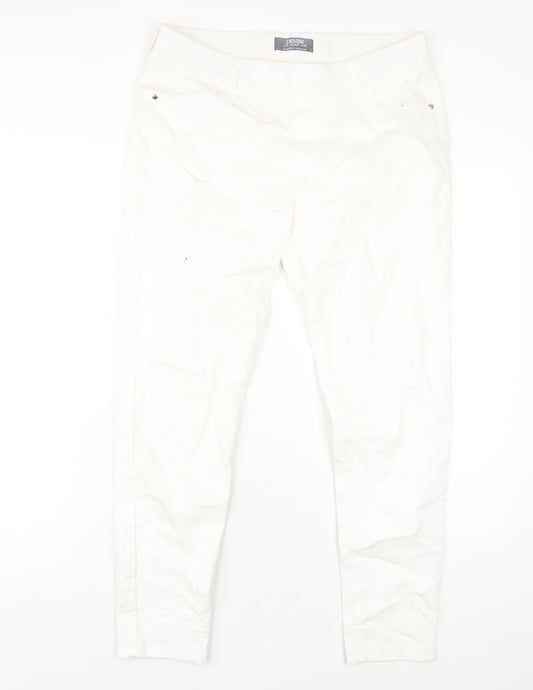 Dorothy Perkins Womens White Cotton Skinny Jeans Size 12 L27 in Regular