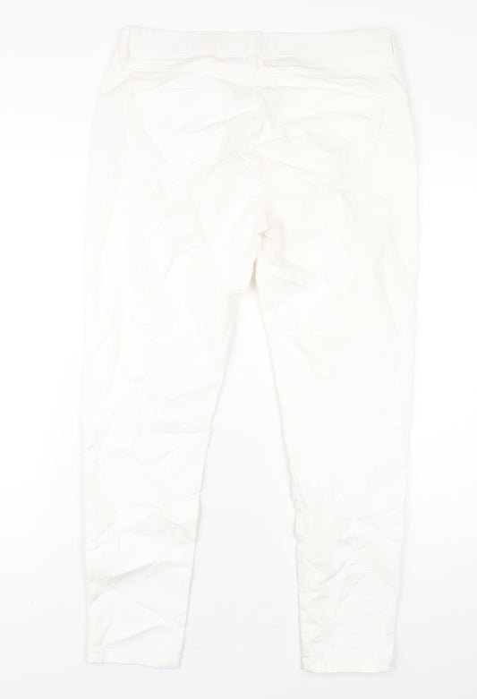 Dorothy Perkins Womens White Cotton Skinny Jeans Size 12 L27 in Regular