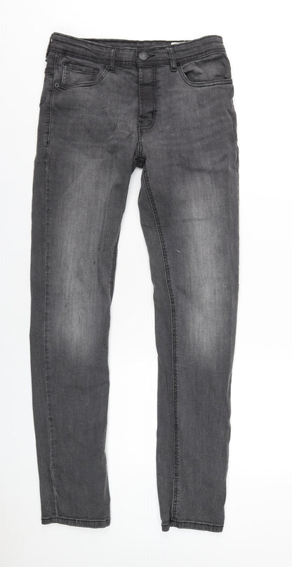 Denim & Co. Mens Grey Cotton Straight Jeans Size 30 in L32 in Slim Zip
