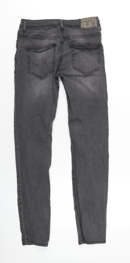 Denim & Co. Mens Grey Cotton Straight Jeans Size 30 in L32 in Slim Zip