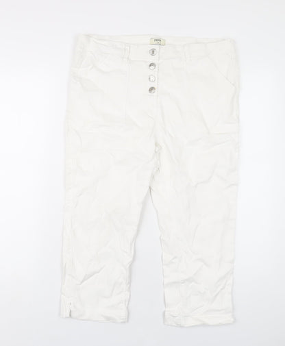 Womens UK Size 14 Papaya Regular Fit Capri White Jeans