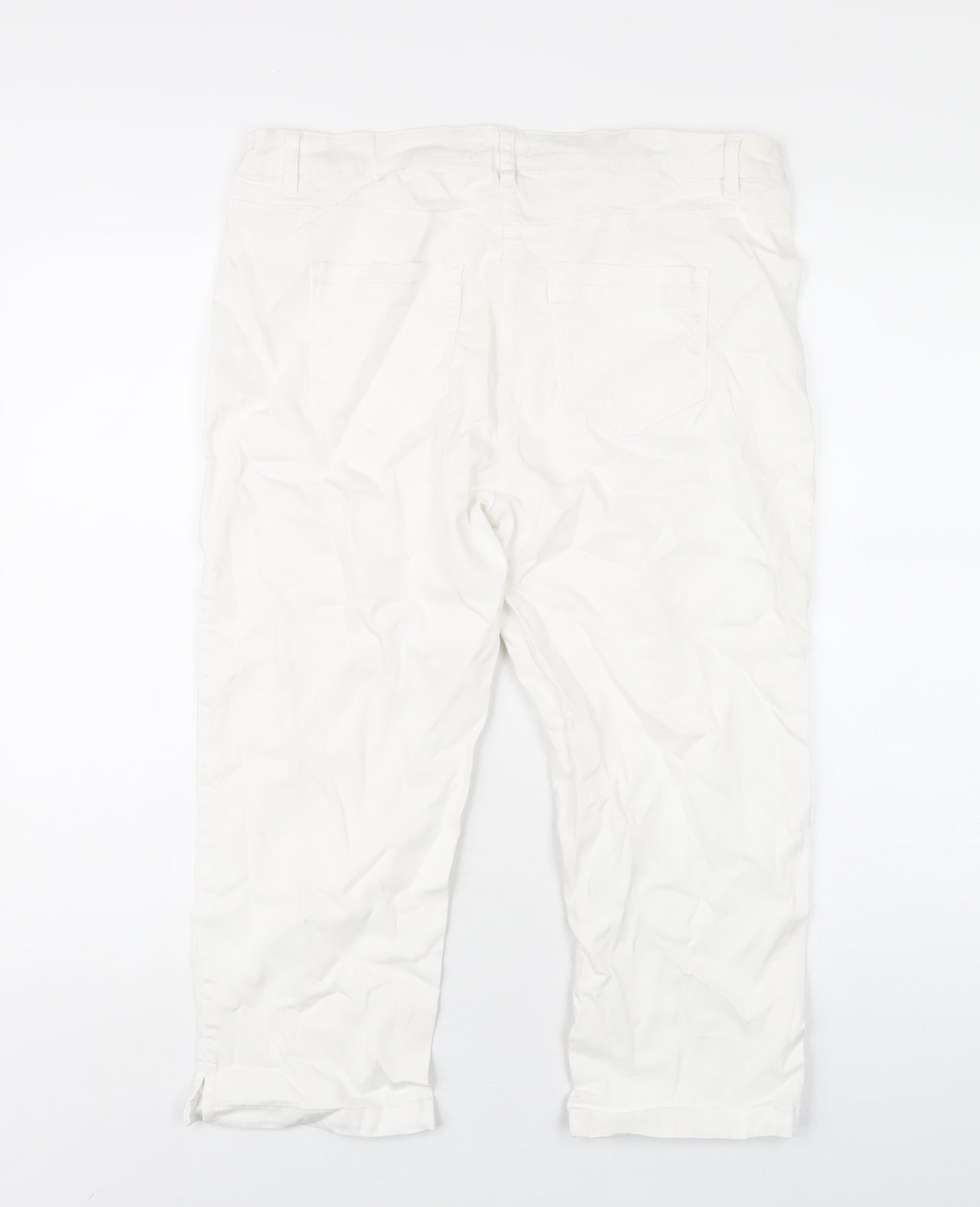 Womens UK Size 14 Papaya Regular Fit Capri White Jeans