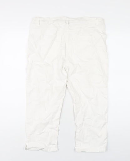 Womens UK Size 14 Papaya Regular Fit Capri White Jeans