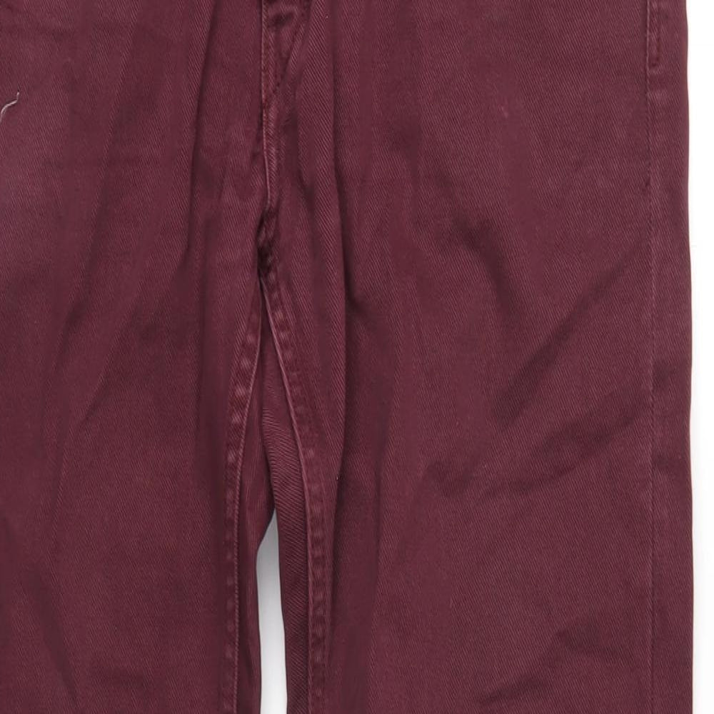 H&M Mens Red Cotton Straight Jeans Size 33 in L33 in Regular Button